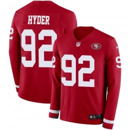 San Francisco 49ers #92 Kerry Hyder Red Team Color Men's Stitched NFL Limited Therma Long Sleeve Jersey