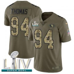 San Francisco 49ers #94 Solomon Thomas Olive/Camo Super Bowl LIV 2020 Men's Stitched NFL Limited 2017 Salute To Service Jersey