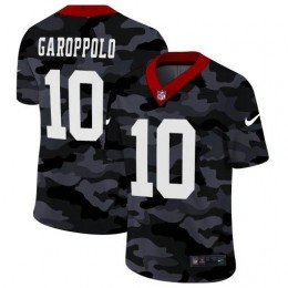 San Francisco 49ers #10 Jimmy Garoppolo Men's 2020 Black CAMO Vapor Untouchable Limited Stitched NFL Jersey