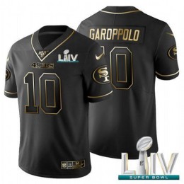 San Francisco 49ers #10 Jimmy Garoppolo Men's Black Golden Super Bowl LIV 2020 Limited NFL 100 Jersey