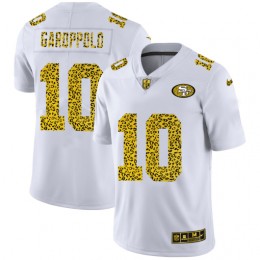 San Francisco 49ers #10 Jimmy Garoppolo Men's Flocked Leopard Print Vapor Limited NFL Jersey White