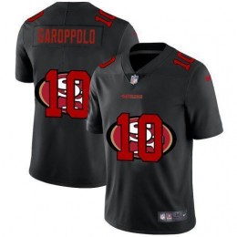 San Francisco 49ers #10 Jimmy Garoppolo Men's Team Logo Dual Overlap Limited NFL Jersey Black