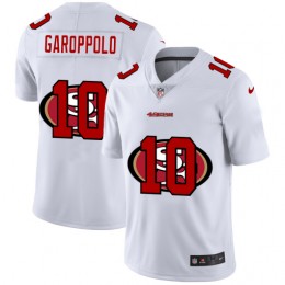 San Francisco 49ers #10 Jimmy Garoppolo White Men's Team Logo Dual Overlap Limited NFL Jersey