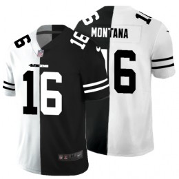 San Francisco 49ers #16 Joe Montana Men's Black V White Peace Split Vapor Untouchable Limited NFL Jersey