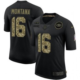 San Francisco 49ers #16 Joe Montana Men's 2020 Salute To Service Camo Limited NFL Jersey Black