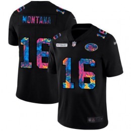 San Francisco 49ers #16 Joe Montana Men's Multi-Color Black 2020 NFL Crucial Catch Vapor Untouchable Limited Jersey
