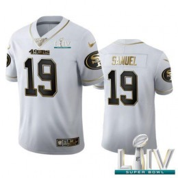 San Francisco 49ers #19 Deebo Samuel Men's White Golden Super Bowl LIV 2020 Edition Vapor Limited NFL 100 Jersey