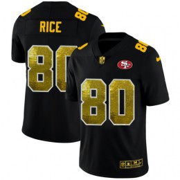 San Francisco 49ers #80 Jerry Rice Men's Black Golden Sequin Vapor Limited NFL Jersey