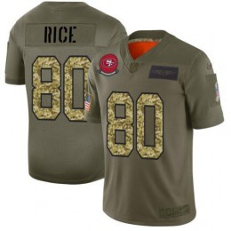 San Francisco 49ers #80 Jerry Rice Men's 2019 Olive Camo Salute To Service Limited NFL Jersey