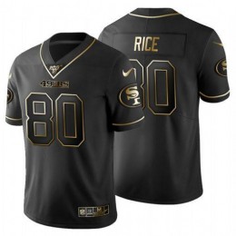San Francisco 49ers #80 Jerry Rice Men's Black Golden Limited NFL 100 Jersey