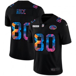 San Francisco 49ers #80 Jerry Rice Men's Multi-Color Black 2020 NFL Crucial Catch Vapor Untouchable Limited Jersey