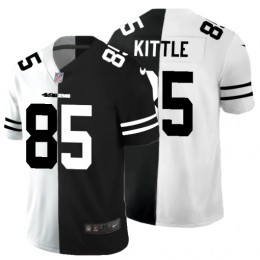 San Francisco 49ers #85 George Kittle Men's Black V White Peace Split Vapor Untouchable Limited NFL Jersey