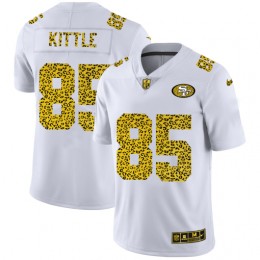 San Francisco 49ers #85 George Kittle Men's Flocked Leopard Print Vapor Limited NFL Jersey White