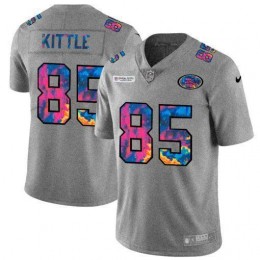San Francisco 49ers #85 George Kittle Men's Multi-Color 2020 NFL Crucial Catch NFL Jersey Greyheather