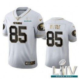 San Francisco 49ers #85 George Kittle Men's White Golden Super Bowl LIV 2020 Edition Vapor Limited NFL 100 Jersey