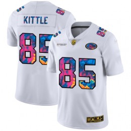 San Francisco 49ers #85 George Kittle Men's White Multi-Color 2020 NFL Crucial Catch Limited NFL Jersey