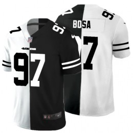 San Francisco 49ers #97 Nick Bosa Men's Black V White Peace Split Vapor Untouchable Limited NFL Jersey