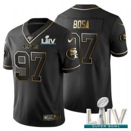 San Francisco 49ers #97 Nick Bosa Men's Black Golden Super Bowl LIV 2020 Limited NFL 100 Jersey
