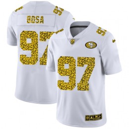 San Francisco 49ers #97 Nick Bosa Men's Flocked Leopard Print Vapor Limited NFL Jersey White