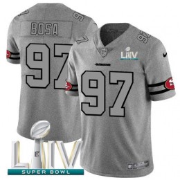 San Francisco 49ers #97 Nick Bosa Men's Gray Super Bowl LIV 2020 Gridiron II Vapor Untouchable Limited NFL Jersey