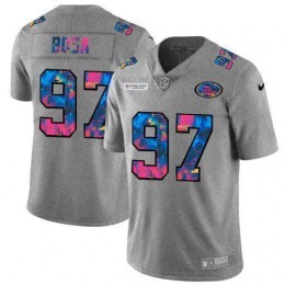 San Francisco 49ers #97 Nick Bosa Men's Multi-Color 2020 NFL Crucial Catch NFL Jersey Greyheather