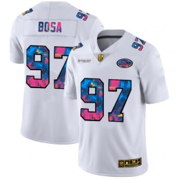 San Francisco 49ers #97 Nick Bosa Men's White Multi-Color 2020 NFL Crucial Catch Limited NFL Jersey