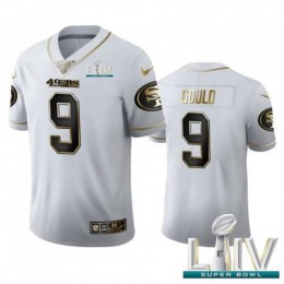 San Francisco San Francisco 49ers #9 Robbie Gould Men's White Golden Super Bowl LIV 2020 Edition Vapor Limited NFL 100 Jersey