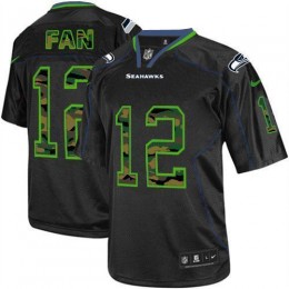 Seahawks #12 Fan Black Men's Stitched NFL Elite Camo Fashion Jersey