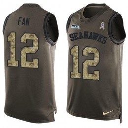 Seahawks #12 Fan Green Men's Stitched NFL Limited Salute To Service Tank Top Jersey