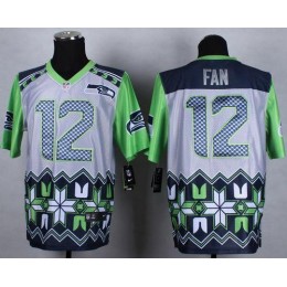 Seahawks #12 Fan Grey Men's Stitched NFL Elite Noble Fashion Jersey