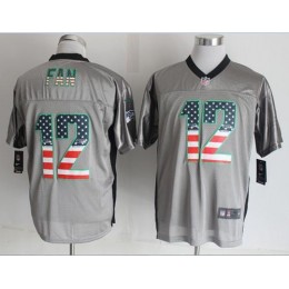 Seahawks #12 Fan Grey Men's Stitched NFL Elite USA Flag Fashion Jersey