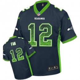 Seahawks #12 Fan Steel Blue Team Color Men's Stitched NFL Elite Drift Fashion Jersey