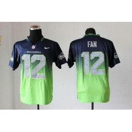 Seahawks #12 Fan Steel Blue/Green Men's Stitched NFL Elite Fadeaway Fashion Jersey