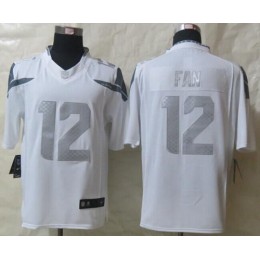 Seahawks #12 Fan White Men's Stitched NFL Limited Platinum Jersey
