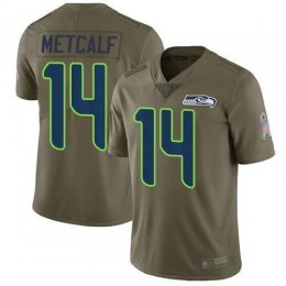 Seahawks #14 D.K. Metcalf Olive Men's Stitched NFL Limited 2017 Salute To Service Jersey