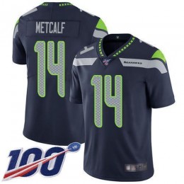 Seahawks #14 D.K. Metcalf Steel Blue Team Color Men's Stitched NFL 100th Season Vapor Limited Jersey