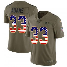Seahawks #33 Jamal Adams Olive/USA Flag Men's Stitched NFL Limited 2017 Salute To Service Jersey