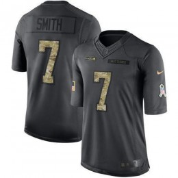 Seahawks #7 Geno Smith Black Men's Stitched NFL Limited 2016 Salute To Service Jersey