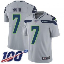 Seahawks #7 Geno Smith Grey Alternate Men's Stitched NFL 100th Season Vapor Untouchable Limited Jersey