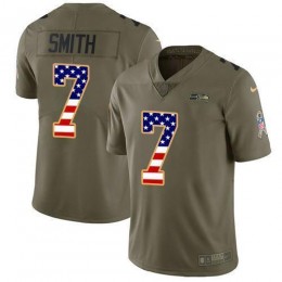 Seahawks #7 Geno Smith Olive/USA Flag Men's Stitched NFL Limited 2017 Salute To Service Jersey
