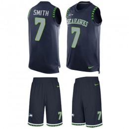 Seahawks #7 Geno Smith Steel Blue Team Color Men's Stitched NFL Limited Tank Top Suit Jersey