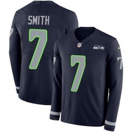 Seahawks #7 Geno Smith Steel Blue Team Color Men's Stitched NFL Limited Therma Long Sleeve Jersey