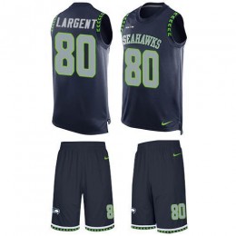 Seahawks #80 Steve Largent Steel Blue Team Color Men's Stitched NFL Limited Tank Top Suit Jersey