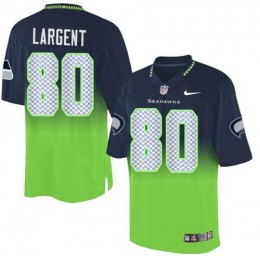 Seahawks #80 Steve Largent Steel Blue/Green Men's Stitched NFL Elite Fadeaway Fashion Jersey