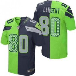 Seahawks #80 Steve Largent Steel Blue/Green Men's Stitched NFL Elite Split Jersey