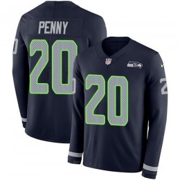 Seattle Seahawks #20 Rashaad Penny Steel Blue Team Color Men's Stitched NFL Limited Therma Long Sleeve Jersey