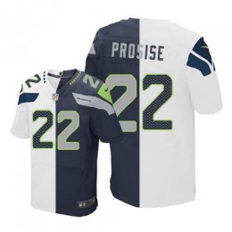 Seattle Seahawks #22 C. J. Prosise White/Steel Blue Men's Stitched NFL Elite Split Jersey