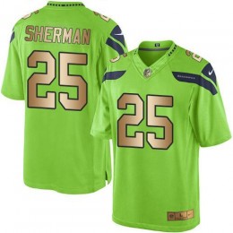 Seattle Seahawks #25 Richard Sherman Green Men's Stitched NFL Limited Gold Rush Jersey