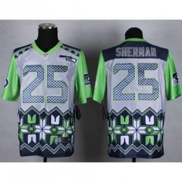 Seattle Seahawks #25 Richard Sherman Grey Men's Stitched NFL Elite Noble Fashion Jersey
