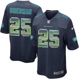 Seattle Seahawks #25 Richard Sherman Steel Blue Team Color Men's Stitched NFL Limited Strobe Jersey